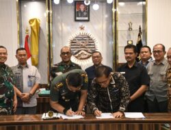 Dandim0401/Muba Menggelar Penandatanganan Kerjasama Optimasi Lahan Dengan Distan Kabupaten Muba