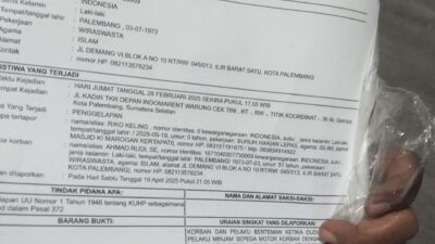 Dipinjam Tidak Dikembalikan, Motor Wartawan Diduga Digadaikan Residivis  Begal Palembang