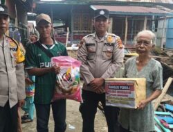 Polsek Sungsang Salurkan Bantuan ke Warga Korban Rumah Roboh Diterjang Angin Kencang