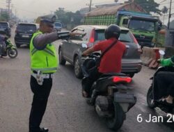 Polres Banyuasin Gelar “Strong Point Pagi” Antisipasi Kemacetan dan Cegah Kecelakaan