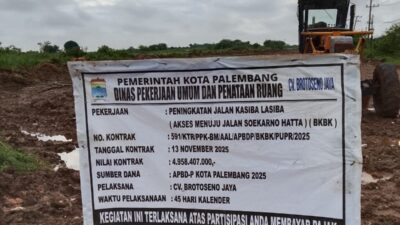 Mangkrak !! Rp4,9 Miliar Digelontorkan, Jalan Tak Tuntas: Proyek Kasiba–Lasiba Palembang Disorot, Dugaan Penyimpangan Mencuat