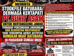 “SIRA dan PST Kepung Kantor Gubernur Sumsel, Desak Hentikan Aktivitas Stockpile Batubara PT Bukit Asam yang Diduga Cemari Lingkungan”