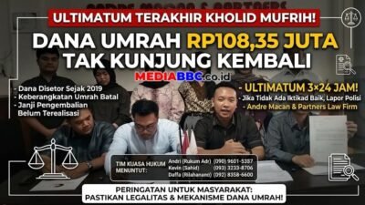 Dana Umrah Rp108,35 Juta Tak Kunjung Kembali, Pengacara Ultimatum Kholid Mufrih 3×24 Jam