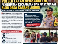 Cegah Karhutla Meluas, Polsek Lalan Bersama TNI dan Pemerintah Kecamatan Sisir Desa Karang Agung