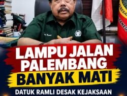 Lampu Jalan Palembang Banyak Mati, Datuk Ramli Desak Kejaksaan Usut Anggaran Puluhan Miliar: Dishub Akui Sarpras dan Personel Terbatas