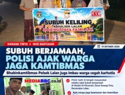 Subuh Berjamaah di Karang Tirta, Bhabinkamtibmas Polsek Lalan Ajak Warga Jaga Kamtibmas dan Cegah Karhutla